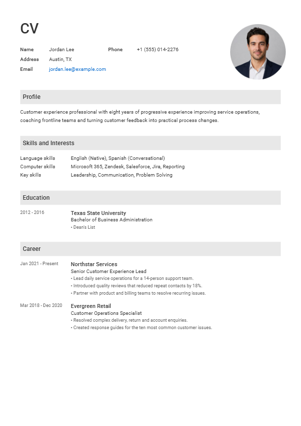 Full-page preview of the Basic Clean resume template