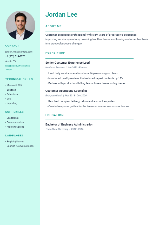 Full-page preview of the Creative Professional resume template