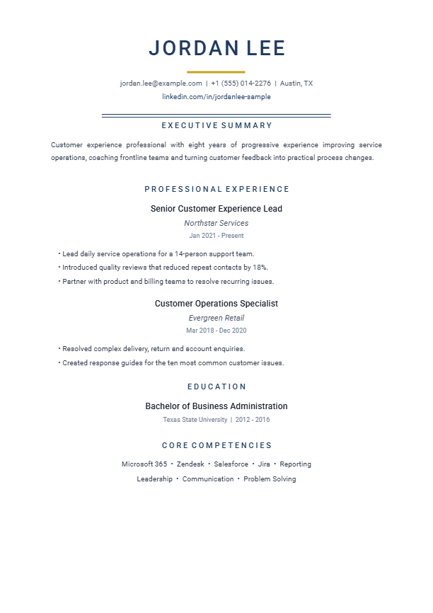 Executive resume template preview