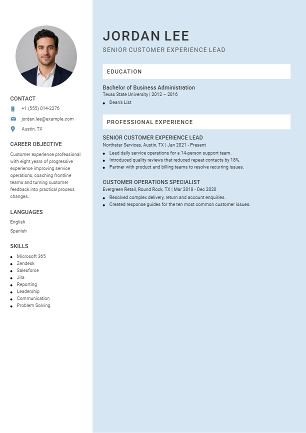 Modern Sidebar resume template preview